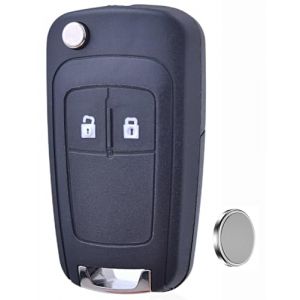 ANGOFIZ Coque Clé 2 Boutons Pliable Compatible avec Opel Vauxhall Astra Zafira Mokka Corsa Orlando Insignia Meriva Vectra Chevrolet Aveo Matiz Cruze Captiva Spark Trax + Pile (ANGOFIZ, neuf)