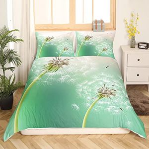 Homemissing Pissenlit Parure de Lit 200x200cm pour Parure Florale Botanique Verte Housse de Couette Fleur Fleurs Chambre Décorative Housse de Couette Femme Chic Pissenlit 3Pcs (Bofanshangmao, neuf)
