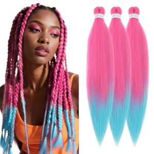 S-noilite EZ Braids Extensions de cheveux pré-étirées faciles à tresser pour crochet Box Twist Braids Ombre Yaki synthétiques Réglage de l'eau chaude, 66cm 3 paquet 286g,Blond cendré à blond décoloré (EU Fancy Activestyle, neuf)