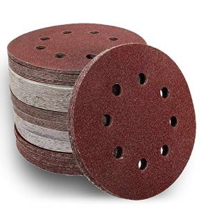 Disques abrasifs compatibles avec ponceuse excentrique Bosch PEX 220 A avec velcro PEX220A (125 mm, 8 trous), Disque pour Disqueuse (K80) (zz-clan, neuf)