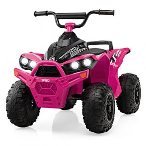 DREAMADE Quad Buggy Électrique Enfants 12V,Voiture Electrique Enfants 3-8Ans avec 2 Vitesses 2,2-4,3 km/h&Pédale&Phares LED&Klaxon&Musique,Véhicule Jouet Garçons Filles (Rose) (DREAMADE, neuf)