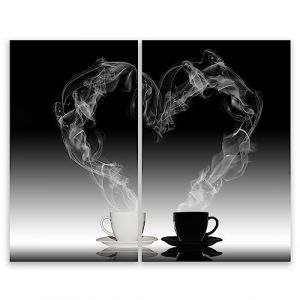 SMTDeco Protection plaque de cuisson, vitroc&eacute;ramique, verre tremp&eacute;, pour cuisini&egrave;res &eacute;lectrique, &agrave; induction,planche &agrave; d&eacute;couper 30x52 + 35x52 cm Lot de 2 motif "Caf&eacute;" Noir (SMTDeco, neuf)