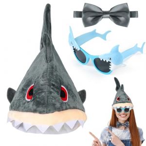 3PCS Accessoires de Deguisement Requin - Chapeau Drole Lunette Drole de Requin Nœud Papillon, Deguisement Poisson Adultes Enfants, Costume Requin Deguisement Drole pour Carnaval Halloween Thème Fête (Bpeow eu, neuf)