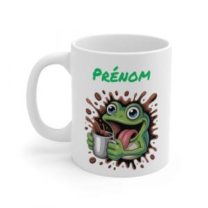 Teecustom Mug Hérisson Personnalisé – Tasse Café Mignonne et Énergique avec Prénom – Cadeau Original (Grenouille) (TeeCustom, neuf)