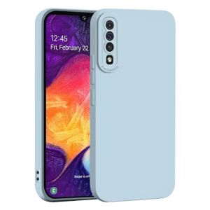 WBWONE Coque pour Samsung Galaxy A50, fine et flexible en TPU souple avec appareil photo, coque de protection tout compris - Bleu clair (Welldan, neuf)