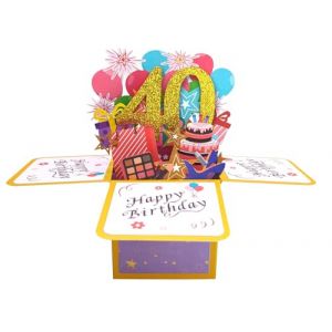 Carte Anniversaire 40 Ans,Pop up 3D Cartes de Voeux Joyeux,Anniversaire Cartes Pliantes avec Enveloppe, Lettre Invitation Happy Birthday B&eacute;n&eacute;diction Cr&eacute;ativit&eacute; Cadeau pour Enfants Fille Amis (PANZHAOYANGJH  LTD, neuf)
