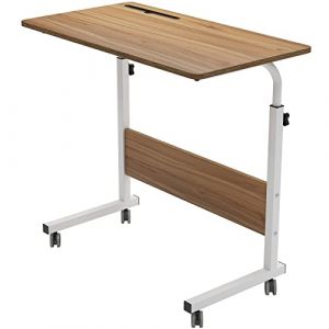 sogesfurniture Table Roulante de Lit Canapé pour Ordinateur Portable Hauteur Réglable, 80 * 40cm Petite Table d'appoint Bout de canapé Mobile avec roulettes et Rainure de Tablette, Chêne 05#3-80OK-BH (SogesGame EU, neuf)