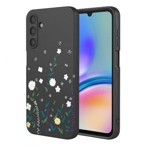 ILING Coque pour Samsung Galaxy A05S, Très Mince Élégante Fleurs Vignes ou Panda Mignons Design Housse, Souple Silicone Liquide TPU Bumper Antichoc Mat Femme Étui (Noir A92) (Wanten, neuf)