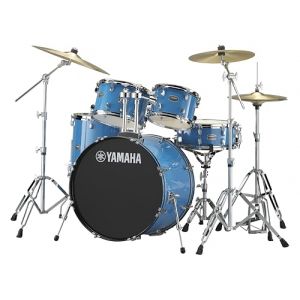 Yamaha Rydeen Batterie 5 pi&egrave;ces avec grosse caisse 56 cm, Floor Tom, 2 toms avec pince &agrave; bille et caisse claire en bois, bleu ciel (Zoundhouse Dresden, neuf)