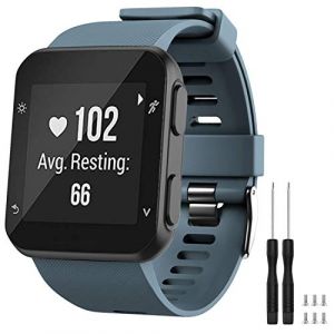TopPerfekt Bracelet de montre Compatible avec Garmin Forerunner 35, de Remplacement en Silicone Souple pour Forerunner 35 Smart Watch, Fit 5.11-9.05" (130-230 mm) Poignet Ardoise (Boucle Noire) (TopPerfekt FR, neuf)