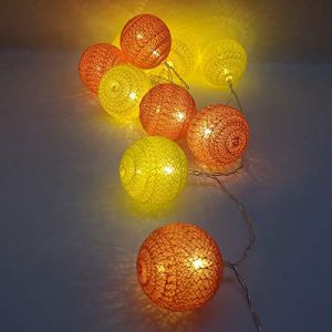 Guirlande Lumineuse Boule Coton, DOTBUY Decoration Noël, LED Guirlande Lumineuse à Piles, Enfant, Chambre Mariage Halloween Décorations Multicolore (Rouge doux,1.8M/10LED) (DOTDOT SHOP, neuf)