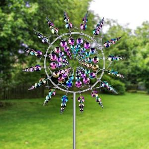 Moulin &agrave; Vent Jardin, Moulin a Vent Jardin Exterieur, Eolienne de Jardin, Carillon &agrave; Vent, Moulin &agrave; Vent de Jardin pour la d&eacute;coration des Jardins, terrasses, pelouses et patios (Color&eacute;) (BULIANGRENSHANGMAO, neuf)