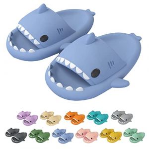 Hoomall Cloud Pantoufles De Requin à Bout Ouvert Femme Homme Casual Anti-Slip Novelty Open Toe Slides for Women Men Adult 2022 Eté Beach Shoes(Bleu brume,38/39 EU) (Xingye 2023, neuf)