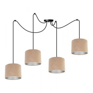 Light-Home Milan Spider Abat Jour Suspension Luminaire Lustre Araign&eacute;e - Moderne Abat Jour Plafond - Mat&eacute;riel - &Agrave; 4 Lumi&egrave;res - Beige et Argent (Light-home, neuf)