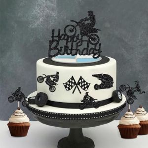 décoration de gâteau pour un joyeux anniversaire de moto décoration de gâteau moto pour homme thème sportif anniversaire moto fournitures de fête (BOUJE, neuf)