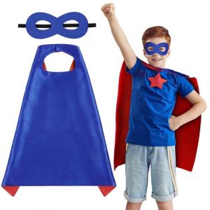 AUYAO Capes de Super Héros pour Enfants, 2Pcs Capes et Masques de Super Héros, Masque Super Heros, Costume de Super Habiller, Deguisement de Super Héros Fille Garçon pour Cosplay, Halloween, Carnaval (Yadark, neuf)