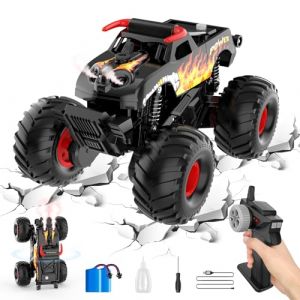 Monster Trucks Voiture T&eacute;lecommand&eacute;, Voiture T&eacute;l&eacute;command&eacute;e Tout Terrain Monster Truck Jouet Radiocommand&eacute;e 2.4Ghz RC 4WD Off-Road Amphibie Rotation &agrave; 360&deg; avec Brouillard Cadeau Enfant 6 &Agrave; 14 Ans (SNOW DERICH LIMITED, neuf)