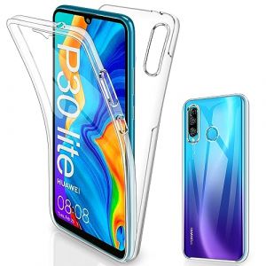 SOGUDE Coque Huawei P30 Lite Etui, Huawei P30 Lite Coque Transparent Silicone TPU Case Intégral 360 Degres Full Body Protection Coque Housse Compatible avec Huawei P30 Lite (Gonews, neuf)