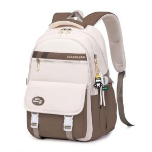 IvyH Sac à Dos pour Enfants - Cartable Fille Primaire avec Grande Capacité, Sac d'école pour Filles 9-16 ans, Sac à Dos Voyage Kawaii et Sac Ecole Décontracté Imperméable pour Adolescent, Marron (IvyH, neuf)