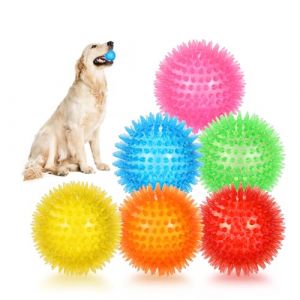 petizer Lot de 6 balles couinantes de 6,5 cm pour chien, balle à picots pour chien, jouet flottant pour piscine, jouets à lancer pour chiot en caoutchouc TPR pour l'ennui, nettoyage des dents pour (PETIZER, neuf)