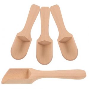 VALICLUD 4 Pièces cuillère à sel en bois remuer cuillère à sel à usage quotidien Cuillère à café cuillères à assaisonnement tout petit cuillères à thé compactes cuillère à sel compacte (SHUI LIAO, neuf)