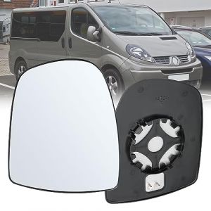 Verre de Rétroviseur Remplacement pour Renault Trafic MK2 2001-2014, Verre de Recul Miroir Remplacement pour Opel Vivaro A, Rétroviseur Extérieur Réglable Adapté Nissan Primastar (Droite) (JinsenTGG, neuf)