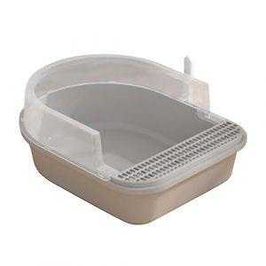JISADER Bac à Litière pour Chat,Maison de Toilette Chat avec Pelle,Caisse Chat Litiere Demi-fermée pour Aération Rapide,Facile à Nettoyer,Rectangulaire, Gris XL (JIAPpin, neuf)
