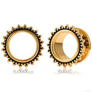 DOEARKO Ecarteur Oreilles 1 Paire Spiral Tunnels d'oreille en Acier Inoxydable Ear Plug Tunnels Piercing Expanseur Piercing Bijoux pour Femmes Hommes 6mm à 16mm (Or, 12MM) (DOEARKO, neuf)