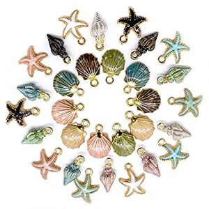 30 Pièces Conque Coquilles Plaqué Breloques, Shell Sirène Queue Charmes Alliage Émail Pendentifs, Alliage Shell Pendentif Marine Animal, Pendentif Conque Plaqué Breloques pour Collier Bracelet (zhoubingg, neuf)
