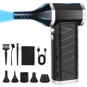 Souffleur Air Comprimé- 150000 TR/Min de Pulvérisation d’Air Comprimé avec Batterie 6000mAh et 5 buses, Kit de Nettoyage de Clavier d’Aspirateur à 3 Vitesses avec Lumière LED pour Le Nettoyage de PC (YUANRAN, neuf)