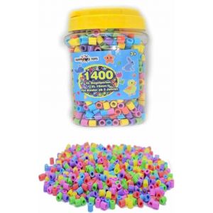 Boîte de 1400 perles à repasser Maxi XL 10 mm Couleurs pastel Grandes perles de 10 mm pour enfants à partir de 3 ans (compatible avec toutes les plaques à stylos Maxi) (Happy Price Toys, neuf)
