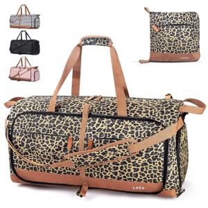 Lekesky Sac de voyage pliable pour femme avec compartiment &agrave; chaussures, sac de sport &eacute;tanche pour le weekend, sac d'h&ocirc;pital, Motif l&eacute;opard, (80L) DE (CanlianMaoyi, neuf)