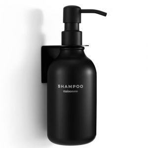 MaisoNovo Distributeur de shampoing et d'apr&egrave;s-shampoing - Distributeur de Savon de Douche Mural - 500 ML Lot de 1 flacons en Plastique Noir Pompe Noire - 1 Compartiment sans per&ccedil;age (Maisonovo, neuf)
