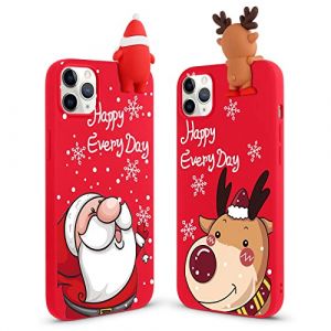 Vauki [2 Pack No&euml;l Coque pour iPhone 13 Pro Max, avec 3D P&egrave;re No&euml;l Motif Poup&eacute;e &Eacute;tui Housse Anim&eacute; Motif Poup&eacute;e Case de Silicone Protection Cover pour iPhone 13Pro Max 6,7", Cerf et p&egrave;re No&euml;l (KLAUS BERGHAUS, neuf)
