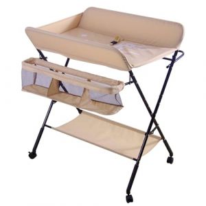 Homewell Table à Langer Portable Pour Bébé, Table De Soins Pour Nouveau-Né Sur Roulettes Avec Support De Rangement, Table à Langer Pliante Avec Hauteur Réglable,80 * 66 * 98cm(Roulettes) (muxixi, neuf)