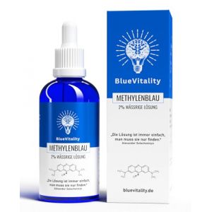 BlueVitality 2% | double concentration | 100ml solution de bleu de méthylène 2% | Qualité pharmaceutique | 100% USP | Made in Germany | Testé par un laboratoire indépendant | Pipette incluse (Vitality Solutions UG, neuf)