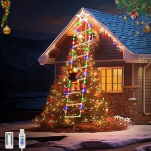 JIMACRO 2M/6.56FT Pere Noel Exterieur Lumineux, 124LEDs Deco Noel Exterieur Lumineuse avec 8 Modes, USB D&eacute;coration No&euml;l Ext&eacute;rieur pour Int&eacute;rieur Ext&eacute;rieur Fen&ecirc;tre Jardin Maison Mur (JIMACRO, neuf)