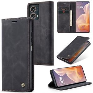 WJXEXRS Coque pour Motorola Moto G85 5G, Etui Premium Housse en Cuir Pochette Protection Portefeuille, Rabat Clapet Case, Pliable Support Porte Carte Magnétique Étui pour Motorola Moto G85 5G - Noir (WJXEXRS, neuf)