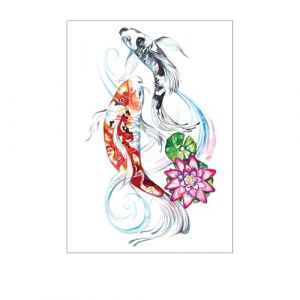 10 Pc Tatouage Ephemere Koi Tatouage Ephemere Koi Japonais Tatouage Ephemere Poisson Rouge Tatouage Ephemere Aquarelle À Coller Sur Faux Tatouage (PEKNUX, neuf)