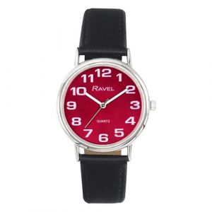 Ravel - Montre Bracelet Unisexe Facile à Lire avec de Gros Chiffres - Quartz Analogique - R0105.51.1A - Cadran Marron Sunburst/Ton argenté/Noir (Montres Ravel, neuf)