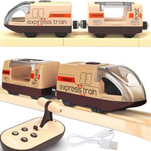 TOPLIVING Train de fer &eacute;lectrique pour rails en bois, train jouet t&eacute;l&eacute;command&eacute;, train motoris&eacute; avec son, locomotive &agrave; piles, compatible avec Thomas, Brio et Chuggington (TOPLIVING Direct, neuf)