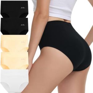 IceReco Culotte Femme Coton Taille Haute Slip Femme sans Couture Ventre Plat Culotte Gainante Confort Stretch 5 Pièces Noir Couleur de Peau Blanc L (TROFANO, neuf)