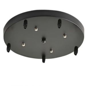 DESHOME Cache Fil pour Lustre Plafond Noir Rosace Plafond Luminaire 5 Trous 50cm Diamètre Ronde Plaque Fixation Plafonnier Pince Châssis Base Cable Suspension Luminaires avec Accessoires (WENJUN JOE, neuf)