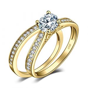 JewelryPalace 1,3ct Zircone Cubique Solitaire Bague Femme Argent 925 Plaqu&eacute; Or, Bague de Fian&ccedil;ailles Femme, Bagues Anniversaire Mariage Promise Alliance, Plaque Or Jaune Bijoux femme, (jewelrypalace, neuf)