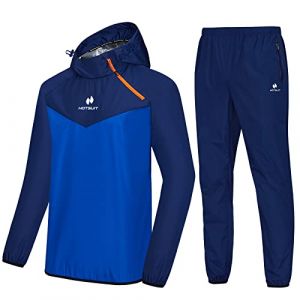 HOTSUIT Costume Sauna Hommes Pantalon Veste Perte de Poids Séance de Gym Sweat Suits Vêtements de Sudation Combinaison Sudation Survêtement Sauna Bleu-4XL (HOTSUIT, neuf)