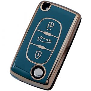 Heart Horse Coque De Cl&eacute; De Voiture &agrave; 3 Boutons En TPU Pour Peugeot 107 206 207 208 306 307 308 406 407 Citr-oen Xsara Picasso C2 C3 C4 C5 C6 C8 Avec Bords Dor&eacute;s (Gris) (YYGS_AMZgb, neuf)