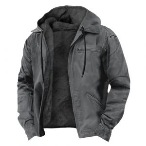 Veste De Peche Hiver Randonn&eacute;e Sweat a Capuche Homme Zipp&eacute; V&ecirc;tements Classe Manteau Chaud Moumoute Blouson Travail Hiver Molleton Hoodie Homme Imperm&eacute;able Blouson 4XL (YUOCHE, neuf)