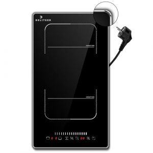 DELITEER Plaque &agrave; Induction 2 Feux avec Prise, Plaque de Cuisson &agrave; Induction 30CM Encastrable, Zone Flexible pour Gril, Slider Touch, Verrou de S&eacute;curit&eacute;, 3500W, Prise 16A, 230V (Cooksir-FR, neuf)