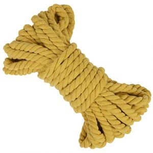 LEREATI Corde Macram&eacute; 8mm x 10m Fil pour Macram&eacute; Fil Coton Naturelle Grosse Corde Ficelle Macram&eacute;, Cordelette 8mm pour Bricolag Tricoter Mural Plante Suspendue Boho Decoration (Jaune) (LEREATI, neuf)