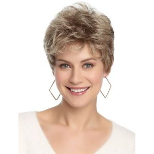 Pixie Perruque courte blonde avec frange Coupe Pixie Perruque blonde avec racines foncées Cheveux synthétiques pour femme, usage quotidien naturel (Taiyuanyuefengkeji, neuf)